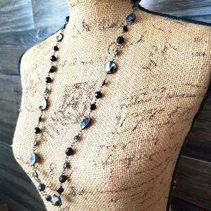 Woman's Mother of Pearl and Glass Necklace Long